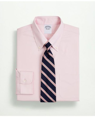 Brooks Brothers Men's Stretch Supima Cotton Non-Iron Pinpoint Oxford Button-Down Collar Dress Shirt | Pink | Size 15½ 32