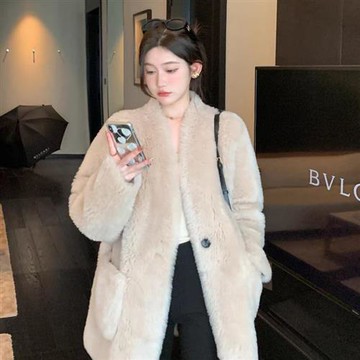 【米蘭精品】皮草外套羊毛大衣-新款小浴袍托女外套2色74iq24