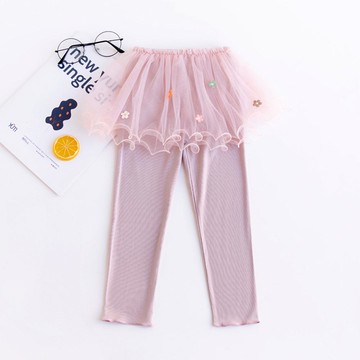 FANMOU - 紗裙內搭褲-彩色小花-紫色