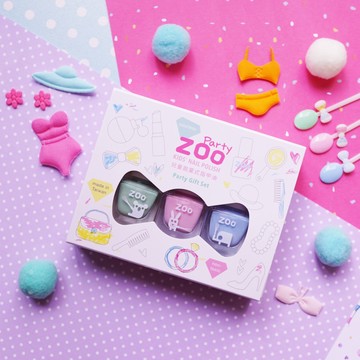 【ZOO ㄖㄨˋ】拋棄式兒童指甲油 比基尼海灘珠寶派對 (7ml/三件組)