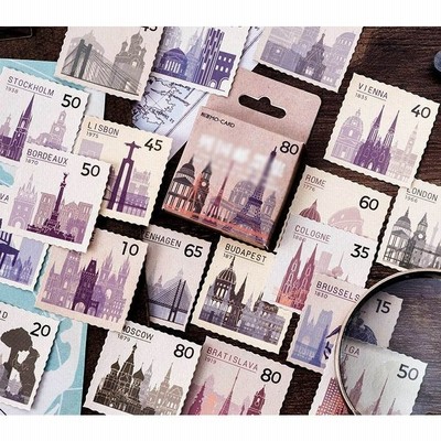 ステッカー フレークシール シール 45枚セット 切手風 切手風シール 切手風デザイン アンティーク調 おしゃれ 手紙 レター ノート 通販 Lineポイント最大get Lineショッピング