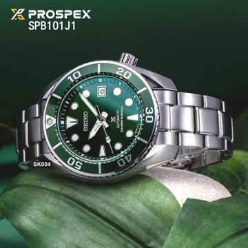 SEIKO精工 PROSPEX潛水機械錶 鮑魚殼造型綠面45㎜款 SK004(SPB103J1/6R35-00A0G)