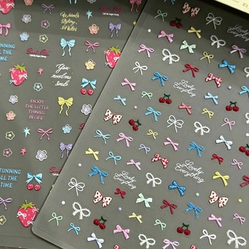 ❤️臺灣出貨❤️春季新草莓迷你蝴蝶結美甲貼紙櫻桃彩繪ccd水杯手機鏡頭裝飾貼花✨好物甄選