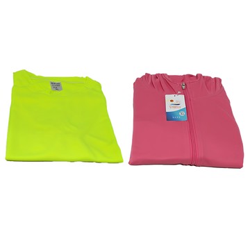 MI MI LEO 台灣製機能防曬2件組  XL  防曬外套 粉桃色 + 路跑螢光T恤 螢光黃