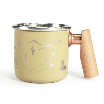 【客製化禮物】木柄 白鐵杯 400ml (沙漠尋寶)  聖誕節