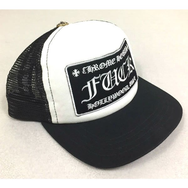 クロムハーツ Chrome Hearts キャップ Trucker Cap Patchwork FUCK トラッカー ベースボール キャップ FUCK  (ブラック/ホワイト) | LINEショッピング