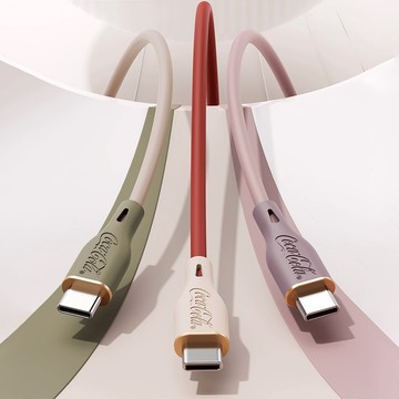 Coca-cola 可口可樂 經典復古色Type-C雙頭快充傳輸線 C-1 - 香草可樂