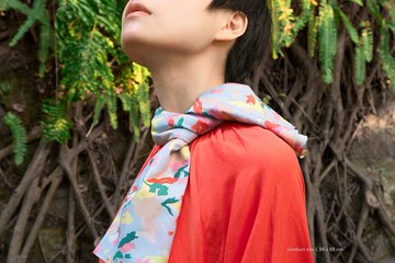 印花高棉質方巾 - Rock Blossom 石頭花 / 石英藍