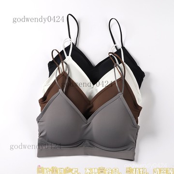 冰絲無痕內衣光麵聚攏加厚小胸顯大乳膠胸墊三角杯文胸美背抹胸夏 超包覆 寬肩帶後扣 無痕內衣 軟支撐 內衣女內褲 運動內衣