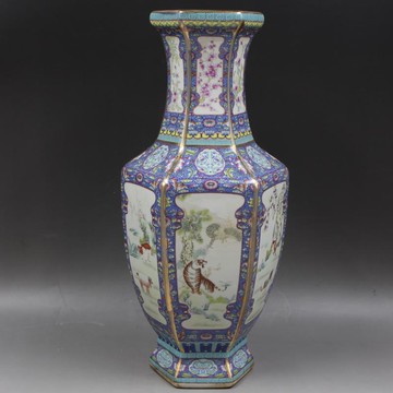乾隆琺瑯彩紅地祝寿六方瓶 陶磁器 現代工芸品 美術品 装飾品 置物 清乾隆磁器琺瑯彩花卉蝶碗 景徳鎮 陶磁器 装飾品 現代工芸品