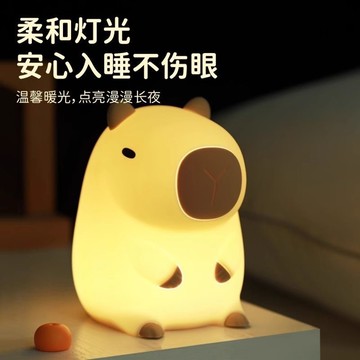 隔日到貨✨小夜燈擺件 水豚小夜燈 小禮物 豚鼠硅膠創意 禮物 擺件 氛圍燈 夜燈