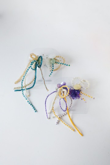 小煙火耳環 綠/紫色