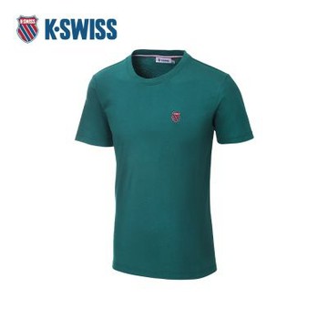 K-SWISS 棉質吸排T恤 24SS SHIELD LOGO TEE 男上衣 男裝 綠色 1010249-383