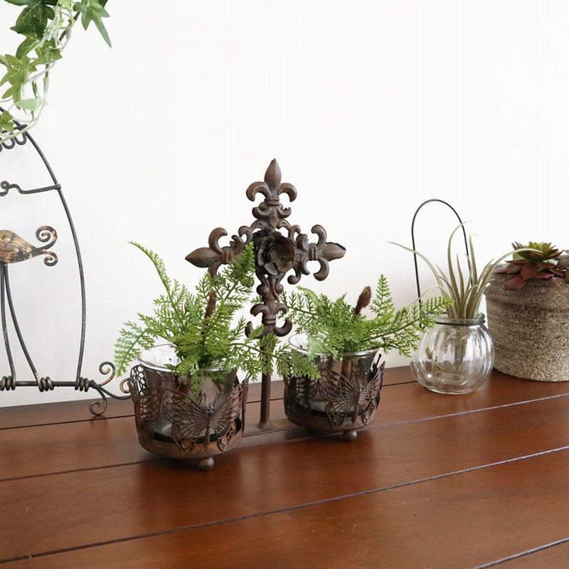 ◇特大◇アイアン◇花瓶◇プランター◇オブジェ◇高さ38㎝◇ガラス