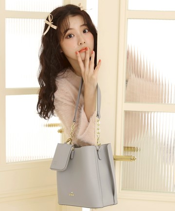 花苞袋口多層附拉鍊包雙背帶肩背斜背水桶包-奶霜甜灰-公主蛋糕系列(BZ96300-91)