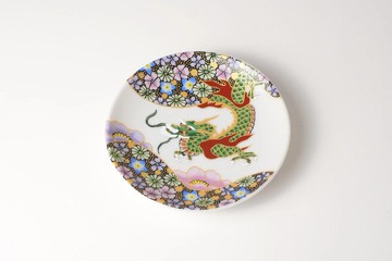 【預購】日本進口 九谷燒藝術小盤10.4cm - 花詰龍紋 高聰文繪