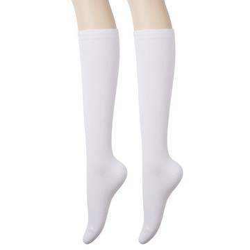 在兩隻腳上 女款 素色 及膝襪 4雙  白色的  220-250