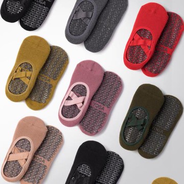 瑜伽普拉提訓練襪子綁帶交叉夏季毛圈加厚室內運動健身專用防滑襪