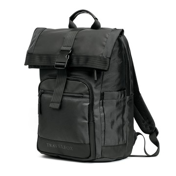 TRAVEL FOX 配件簡約雙層主袋收納筆電後背包-黑