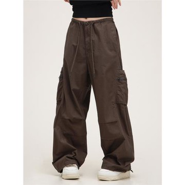 CaptainBeer美式復古拉鏈口袋美拉德工裝褲男女直筒寬松休閑褲潮