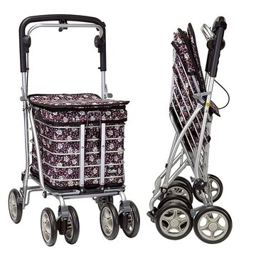 【海夫健康生活館】YL 置物大空間 保暖袋設計 銀髮族 購物助行車 櫻花粉(NO.68-107)