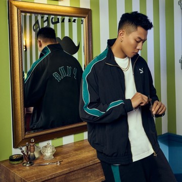 PUMA 外套 流行系列 PLAY.PARIS. 黑綠 立領外套 男女 62904801