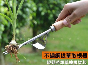 不鏽鋼拔草取根器 園藝除草工具 拔草野菜神器 鬆土 拔草器 除草勾 草皮雜草 三齒爪 園藝鏟 縫隙除草 拔草叉