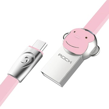 【ROCK】卡通十二生肖Micro傳輸線(猴/粉)1入