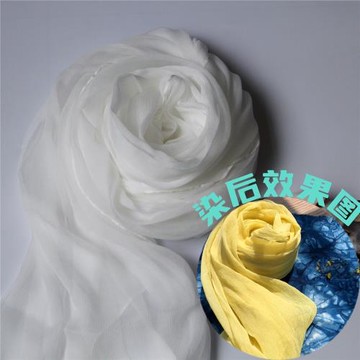 加大版真絲順紆草木染純白胚絲巾植物染扎染蠟染長巾圍巾