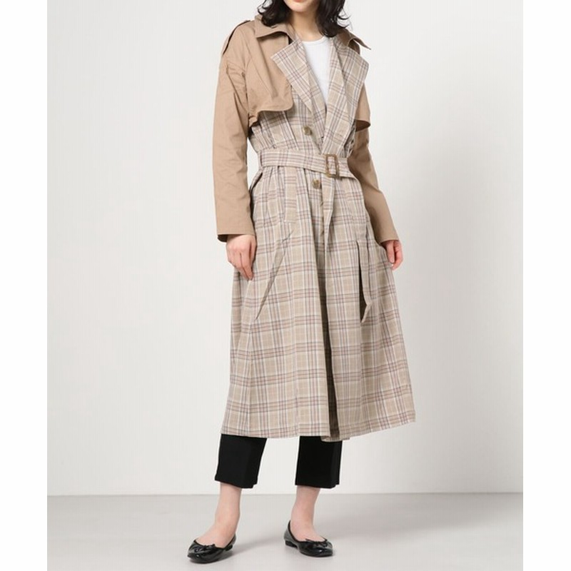 Wego Wego 配色チェックトレンチコート Women ジャケット アウター ステンカラーコート 通販 Lineポイント最大0 5 Get Lineショッピング