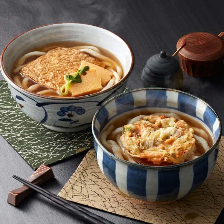 香川 小豆島 「うす家」 きつね＆かき揚げ手延うどん2種セット きつね手延うどん540g×2、かき揚げ手延うどん530g×2 ※離島は配送不可