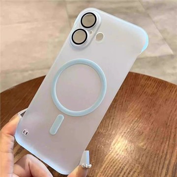 無線充電磁吸適用蘋果16promax手機殼新款無邊框自帶鏡頭膜iphone15高級感透明超薄手機套14簡約13爆款12情侶
