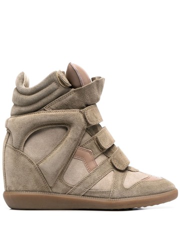 ISABEL MARANT - Bekett high-top wedge sneakers - women - Calf Leather/Calf Leather/Rubber - 36 - Green