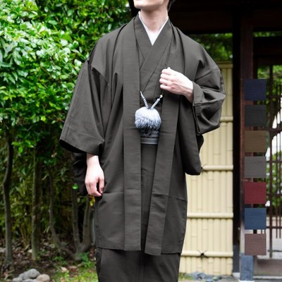 平和屋着物□極上 男性 紬・髭紬羽織セット 色無地 百入茶色 