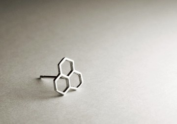 蜂巢造型純銀耳環(單支/一對)