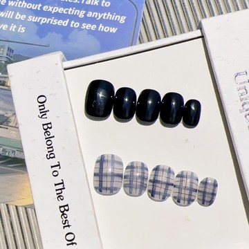 ✨Hannah✨純手工穿戴甲小衆高級純色ab款暈染格子日常顯白美甲可拆卸指甲片精緻穿戴甲 RXM7