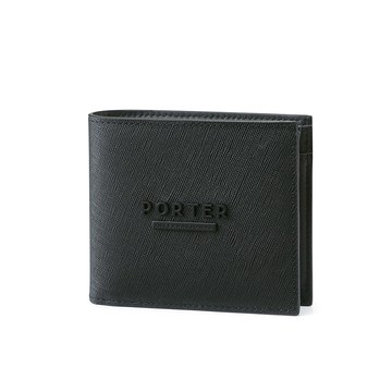 【PORTER INTERNATIONAL】細膩韌性 DEFINE系列 真皮雙折零錢短夾(黑色)