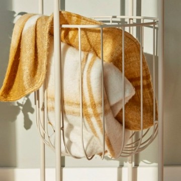 【Hübsch】漸層芥黃色大格紋保暖毯 毛毯 保暖被 披肩