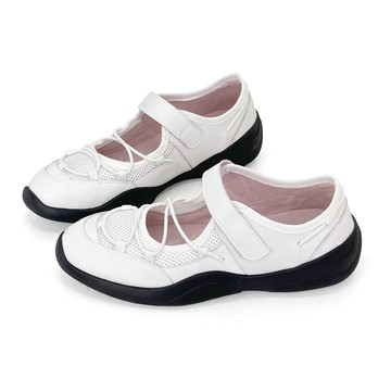 Malina 彈氧漫步真皮韓系芭蕾風涼感網布機能瑪莉珍鞋休閒鞋