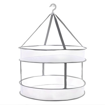 U-mop 曬衣吊網 雙層加蓋加厚 直徑61cm 高40cm 可旋轉防風掛鉤 透氣網面  灰色  61 x 20 x 20cm