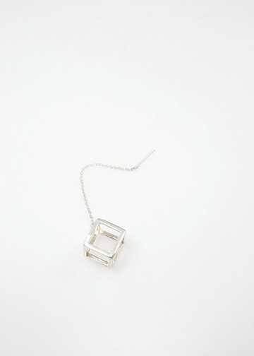 方塊關係簡約純銀耳環(耳鍊)