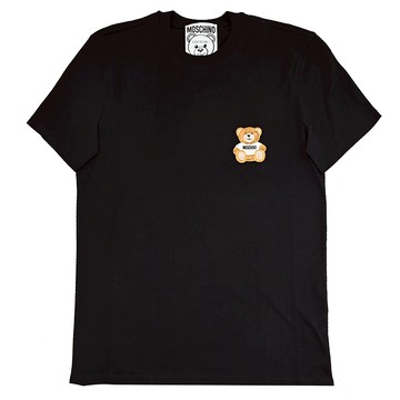 MOSCHINO 電繡布章小熊LOGO棉質短T恤.黑