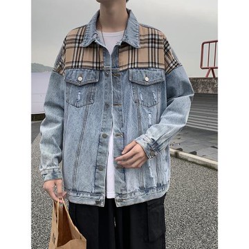 春秋季新款港風牛仔夾克男士寬松痞帥拼接上衣潮流ins高級感外套