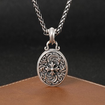 S925純銀吊墜。流銀十字花 | AL