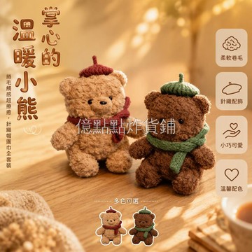 台灣出貨✨ 小熊鉤針材料包 雙頭鉤針配件 填充棉膠棒 貝雷帽圍巾熊玩偶 桌面擺件鑰匙扣 新手入門編織教程