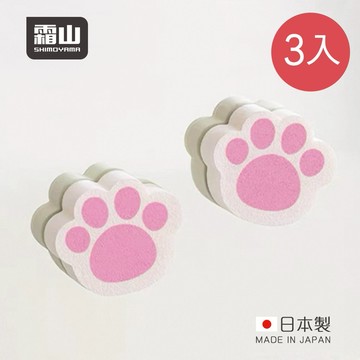 【日本霜山】貓爪造型鏡面清潔去汙海綿擦-3入