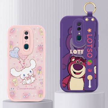 適用OPPOA9x手機殼PCAM10卡通草莓熊可愛玉桂狗歐珀ooppA9手腕帶支架斜挎背掛繩oopoa9女全包防摔硅膠皮軟套