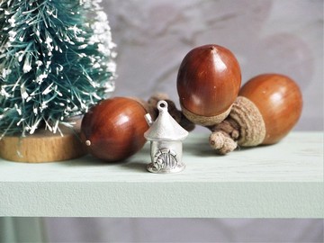 純銀 **小屋系列=蘑菇房 /16~18吋純銀鏈** 純手作~歡迎客製~