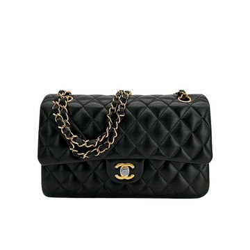 Chanel 金雙C菱格羊皮翻蓋coco斜背包-25cm(A01112-黑)