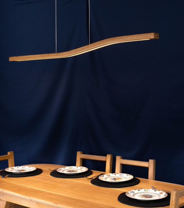 木質線性吊燈，彎曲鄉村吊燈，現代吸頂燈